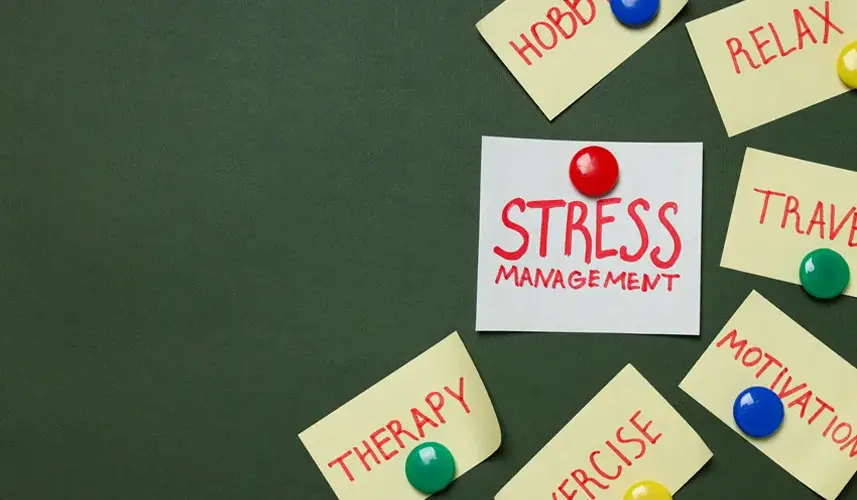 Stress Management Therapy pinnned in a paper card